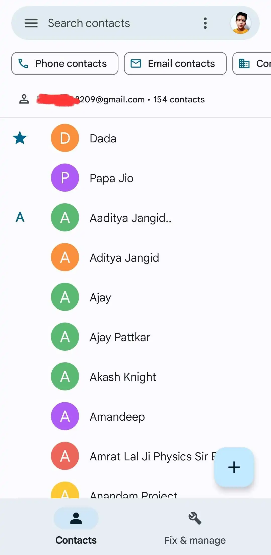 google contacts app screenshot